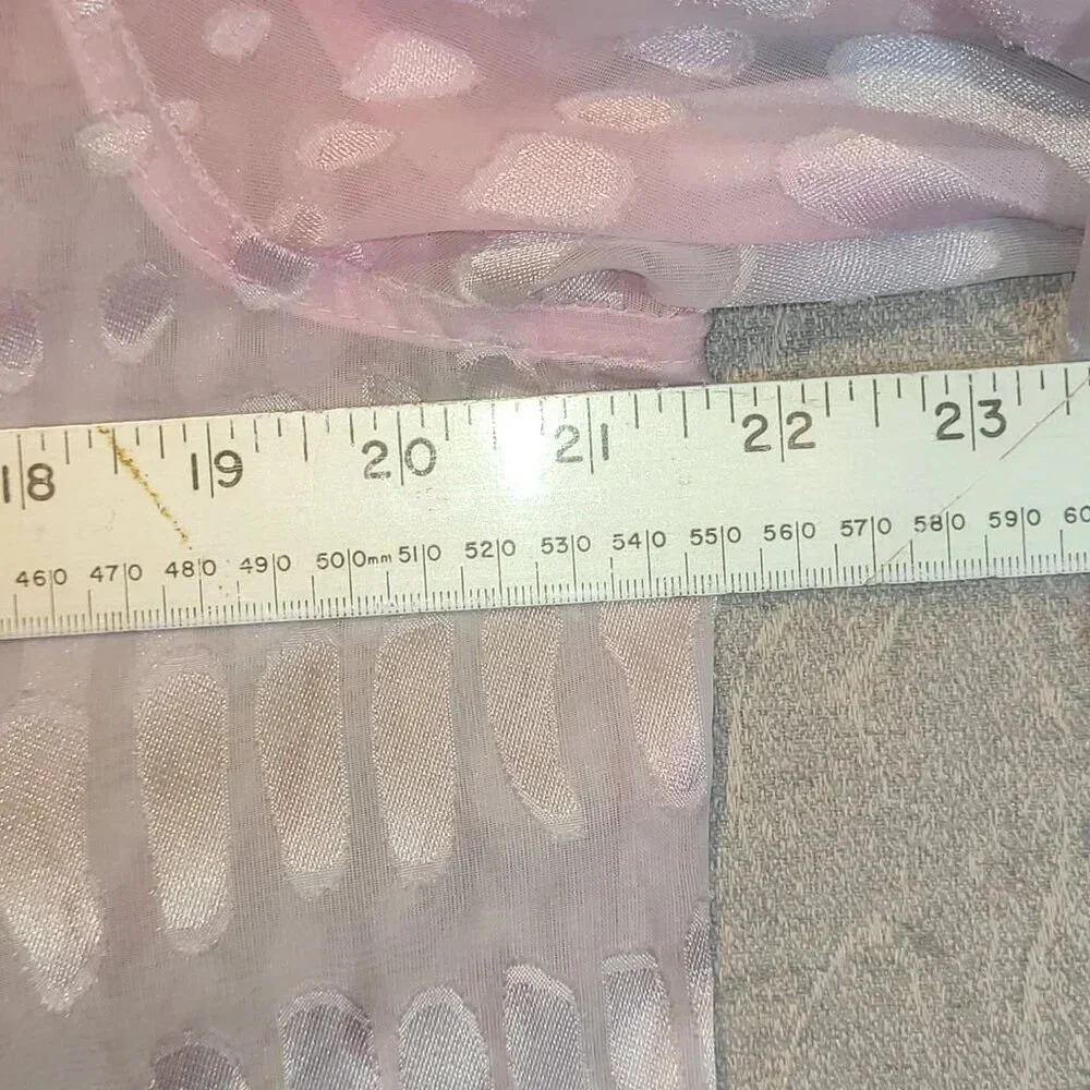 Tan Jay Women's Petite Pink Sheer Long  Sleeve Button Down Blouse Size 12P - Picture 8 of 10